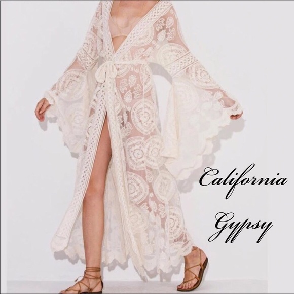 Boho Lace Kimono Duster Coverup - Picture 9 of 16